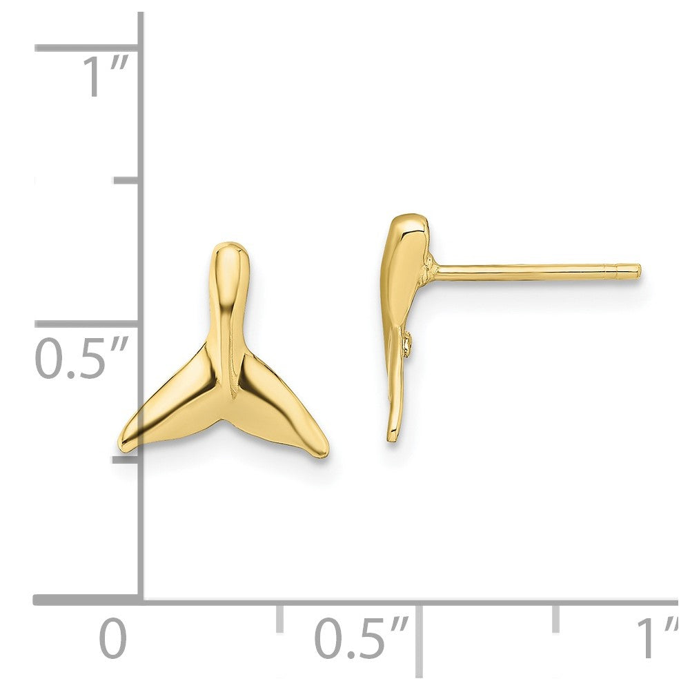 10K Yellow Gold 10K Mini Whale Tail Post Earrings