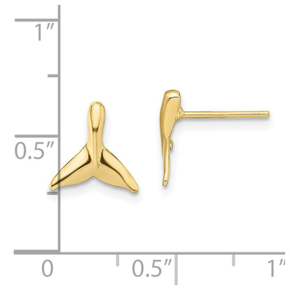 10K Yellow Gold 10K Mini Whale Tail Post Earrings