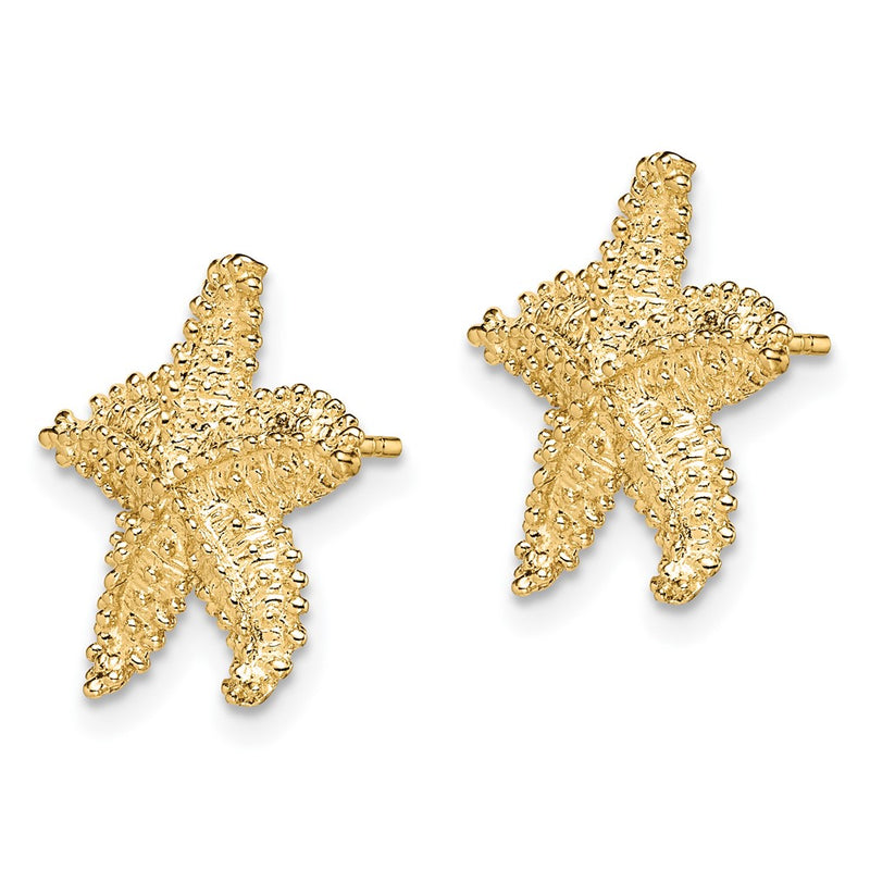 10K Yellow Gold 10K Textured Beaded Starfish Post Earrings