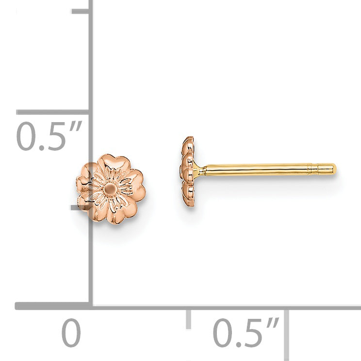 10K Rose Gold Flower Post Earrings