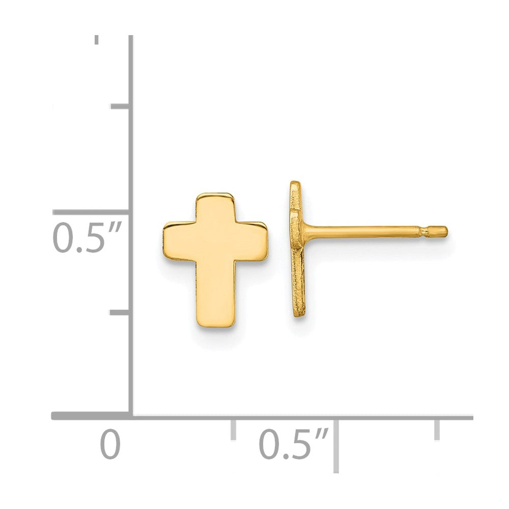 10K Yellow Gold Polished Cross Post Earrings