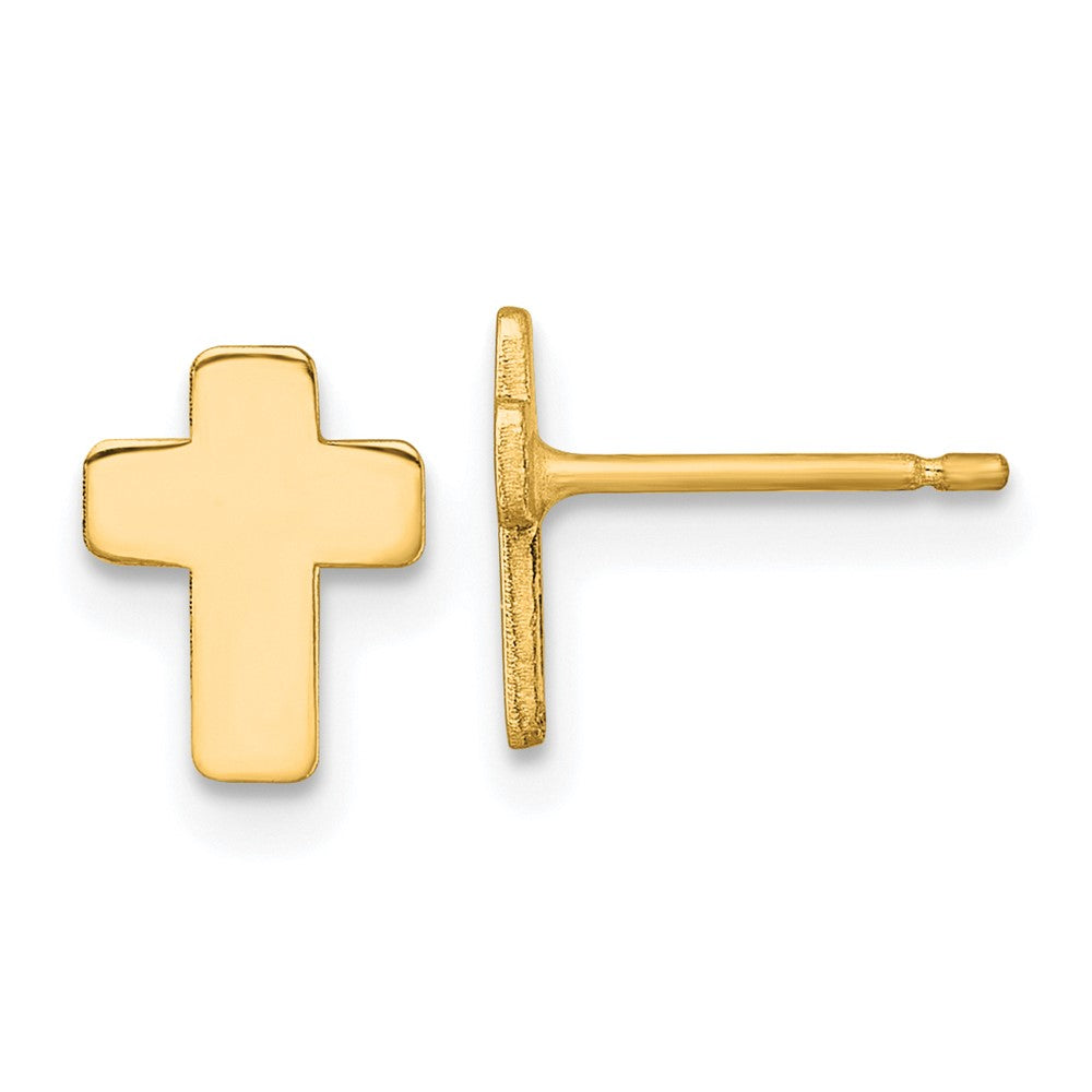 10K Yellow Gold Polished Cross Post Earrings