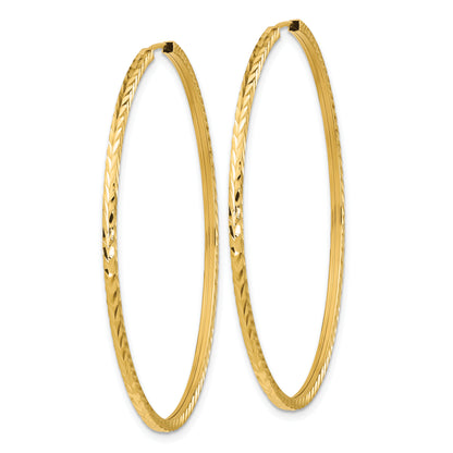 10K Yellow Gold Diamond-Cut Square Tube Endless Hoop Earrings