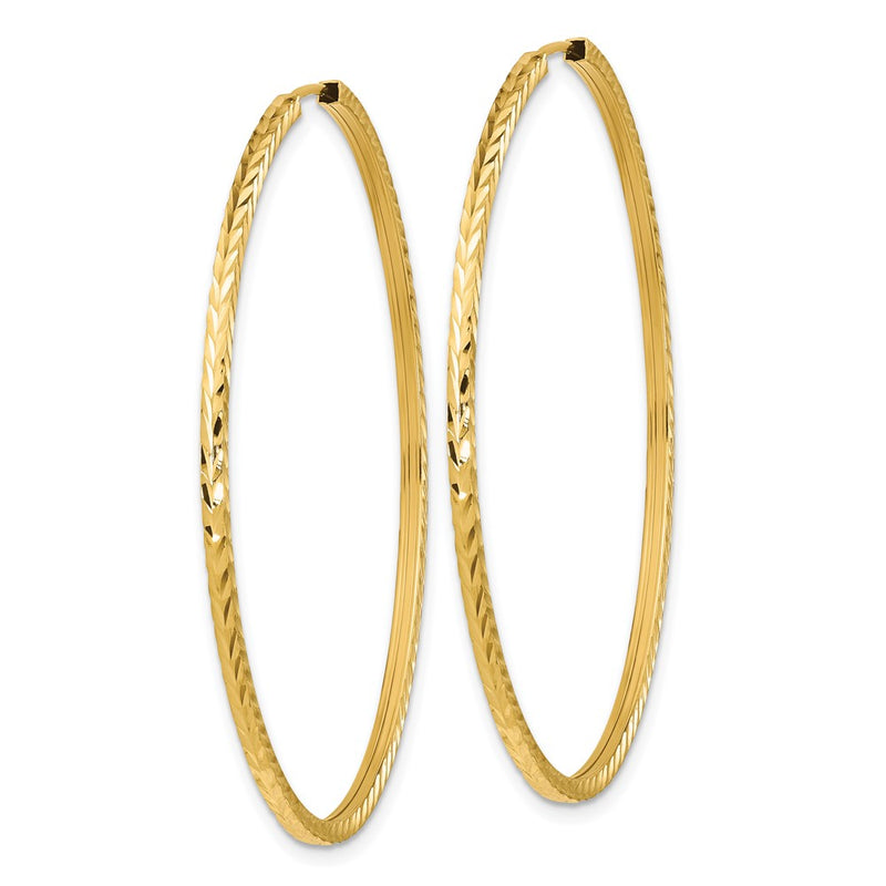 10K Yellow Gold Diamond-Cut Square Tube Endless Hoop Earrings