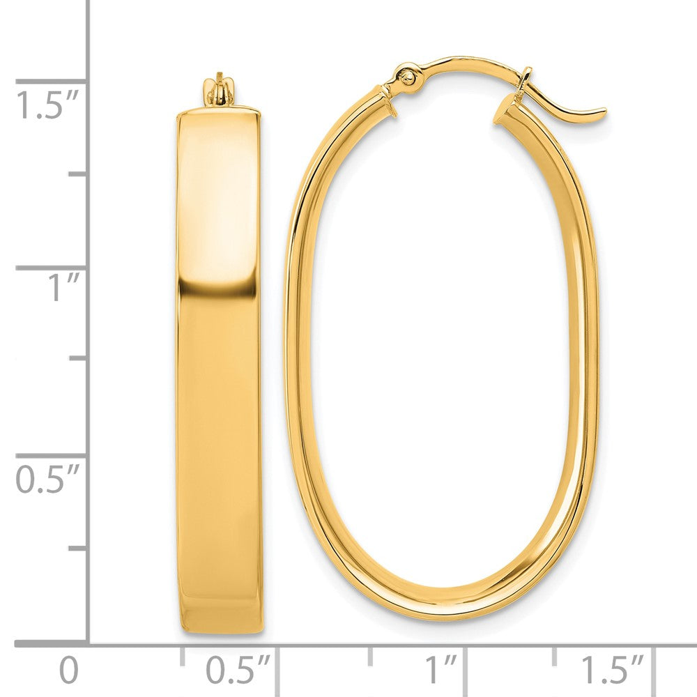 10K Yellow Gold Polished Oval Hoop Earrings
