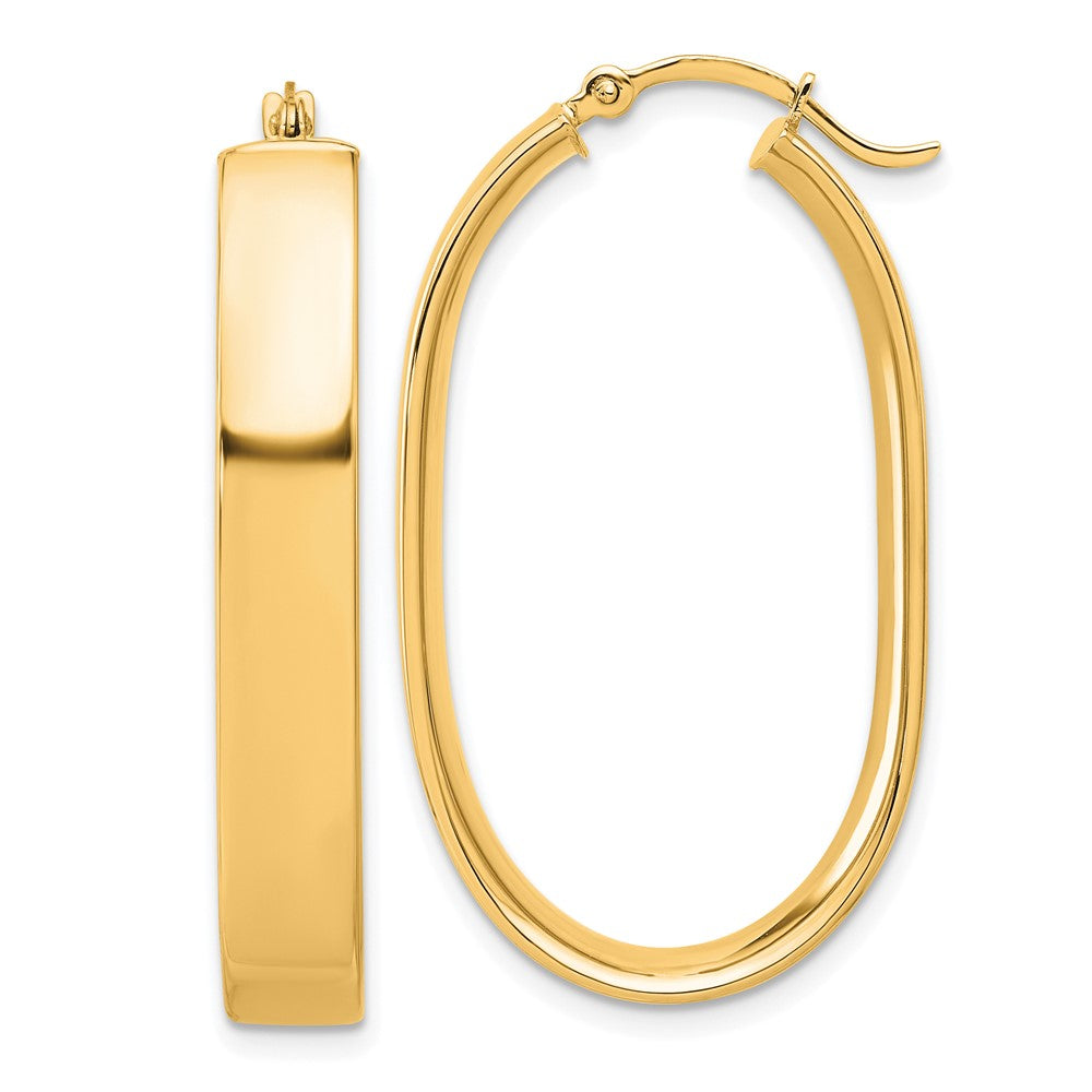 10K Yellow Gold Polished Oval Hoop Earrings
