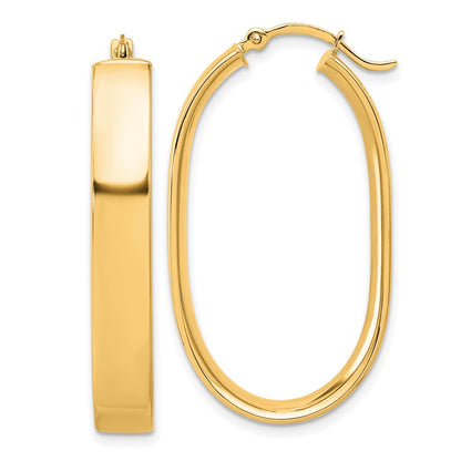10K Yellow Gold Polished Oval Hoop Earrings