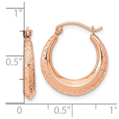 10K Rose Gold 10K Textured Hollow Hoop Earrings