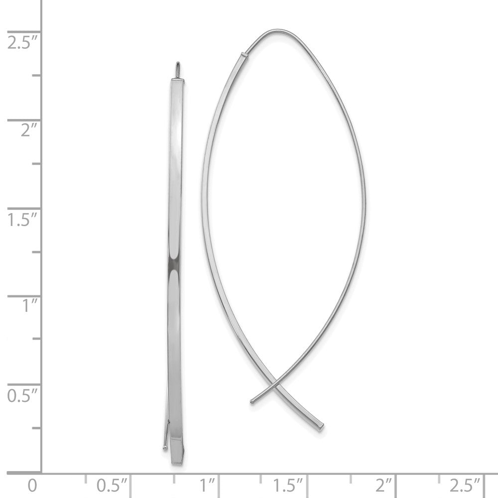 10K White Gold 1.75mm Square Tube Wire Threader Earrings