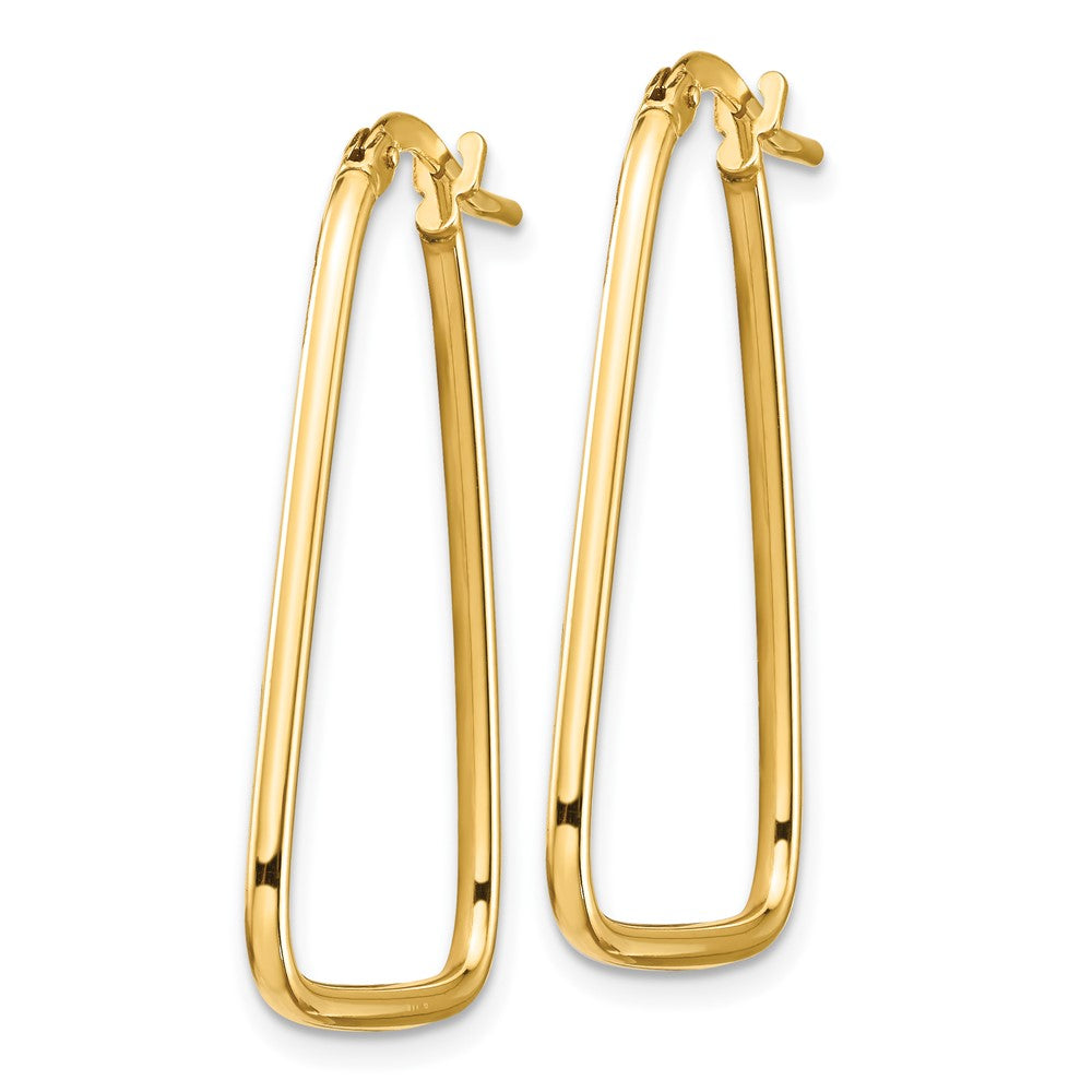 10K Yellow Gold 1.5mm Polished Triangle Dangle Hoop Earrings
