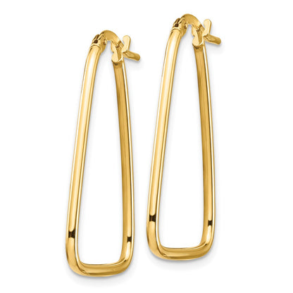 10K Yellow Gold 1.5mm Polished Triangle Dangle Hoop Earrings