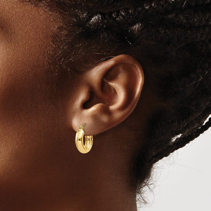 10K Yellow Gold Polished 4.75mm Round Hoop Earrings
