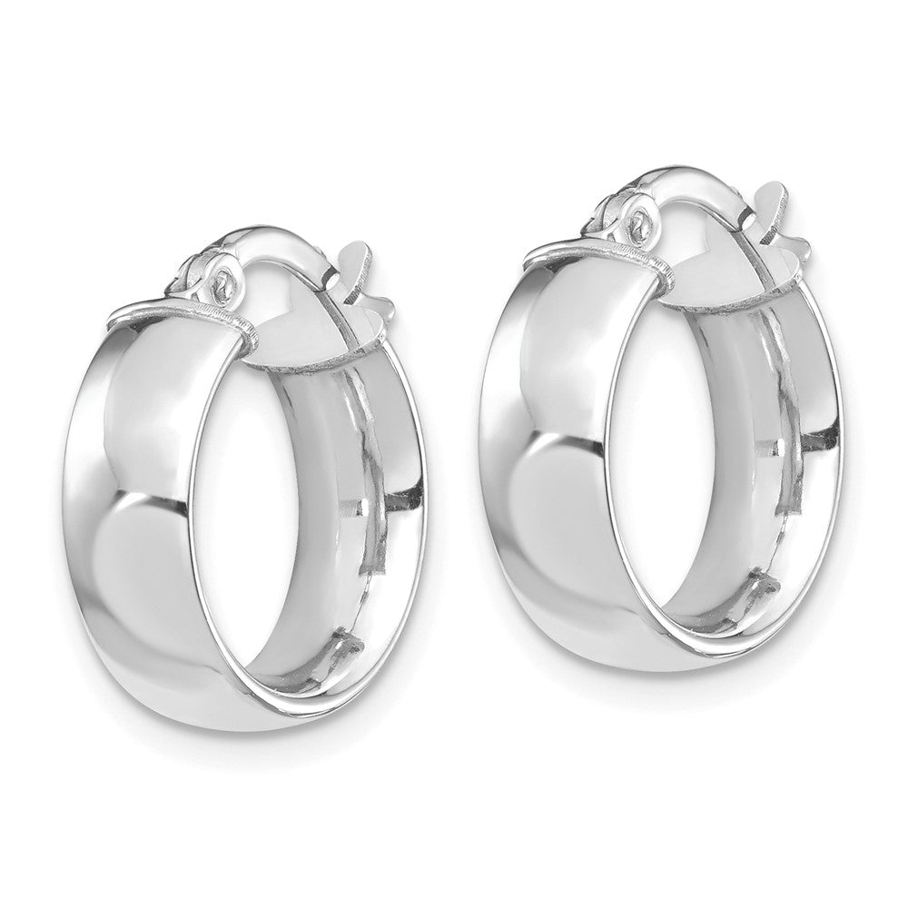 10K White Gold High Polished 5mm Hoop Earrings