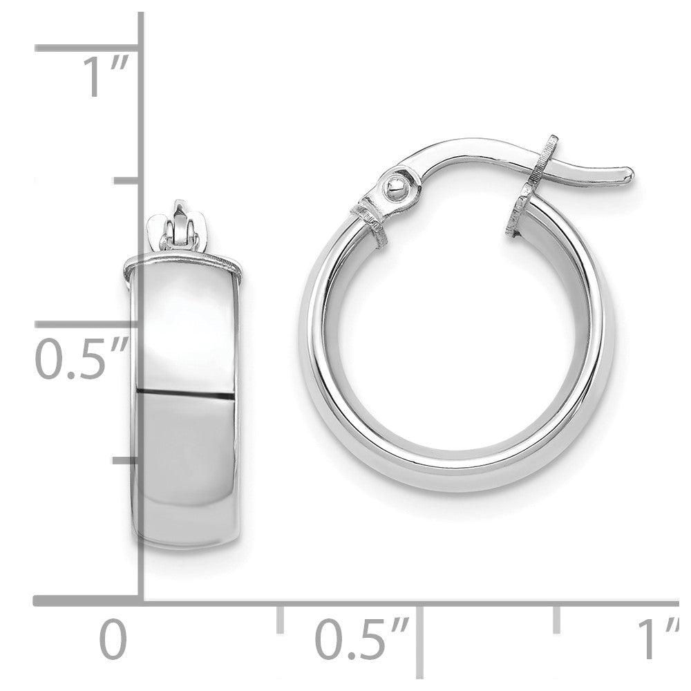10K White Gold High Polished 5mm Hoop Earrings
