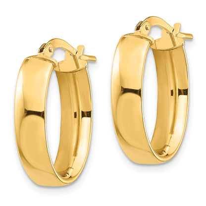 10K Yellow Gold High Polished 5mm Oval Hoop Earrings