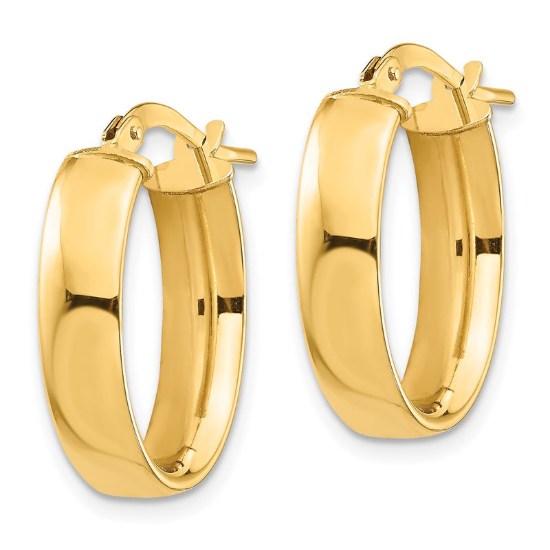 10K Yellow Gold High Polished 5mm Oval Hoop Earrings
