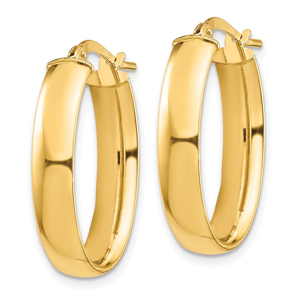 10K Yellow Gold High Polished 5mm Oval Hoop Earrings