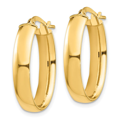 10K Yellow Gold High Polished 5mm Oval Hoop Earrings