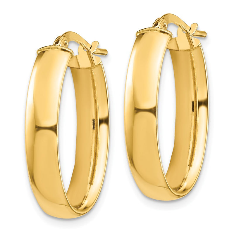 10K Yellow Gold High Polished 5mm Oval Hoop Earrings