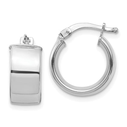 10K White Gold High Polished 7mm Hoop Earrings