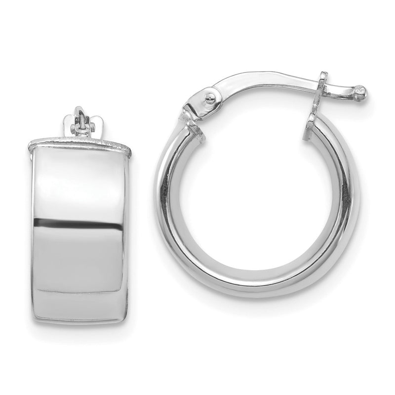 10K White Gold High Polished 7mm Hoop Earrings