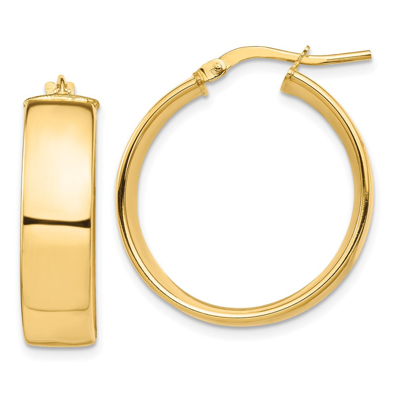 10K Yellow Gold High Polished 7mm Hoop Earrings