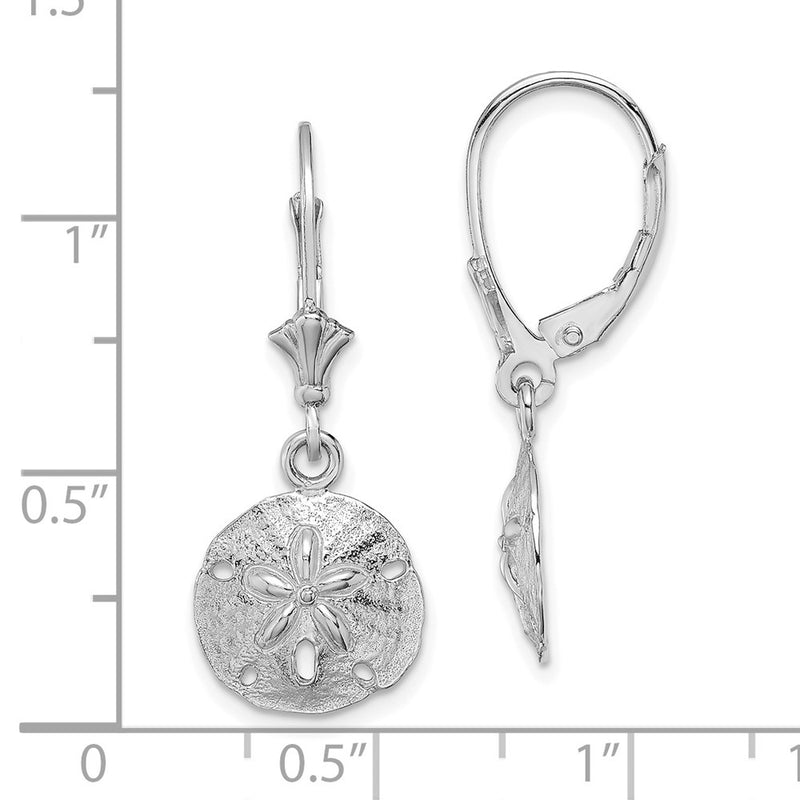 10K White Gold 10K Polished Sand Dollar Leverback Earrings
