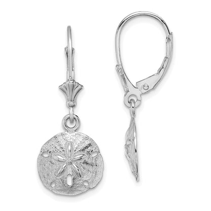 10K White Gold 10K Polished Sand Dollar Leverback Earrings