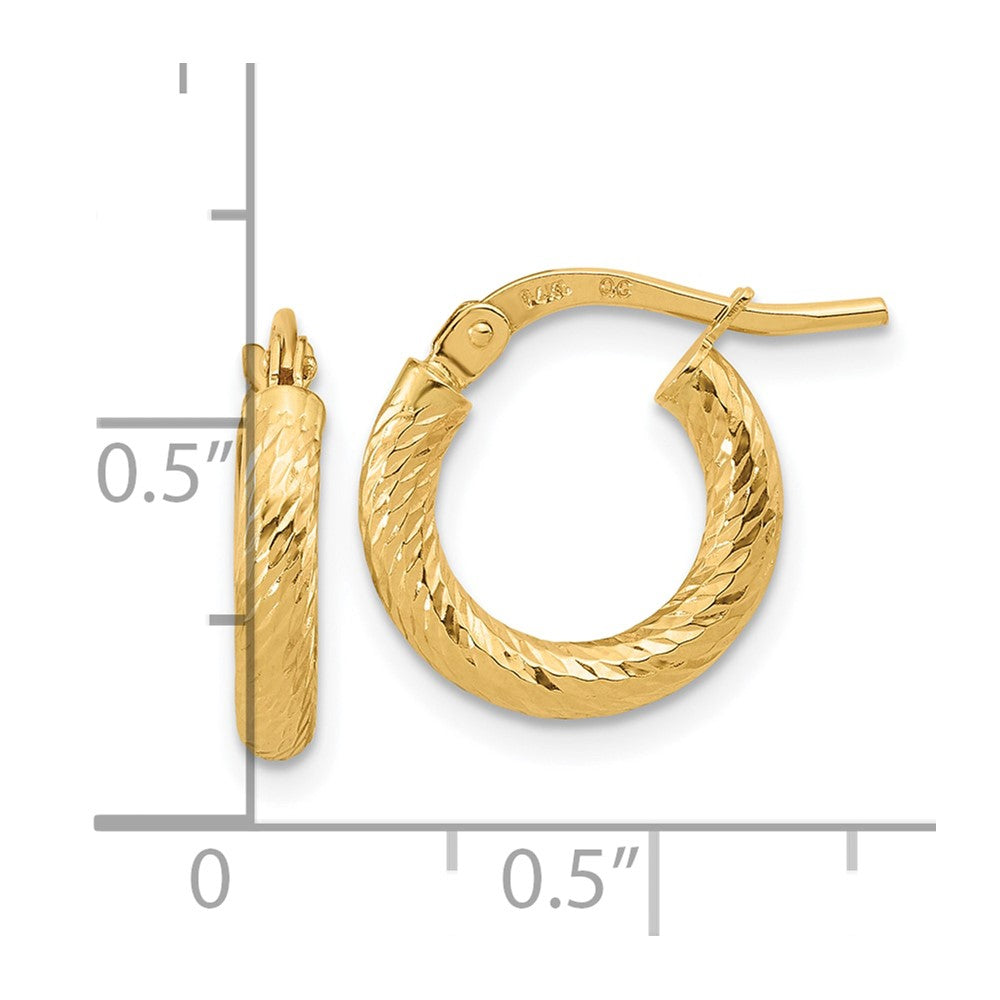 10K Yellow Gold Polished And Diamond-Cut 2.4mm Hoop Earrings
