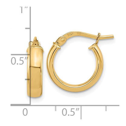 10K Yellow Gold Polished 3.7mm Hoop Earrings