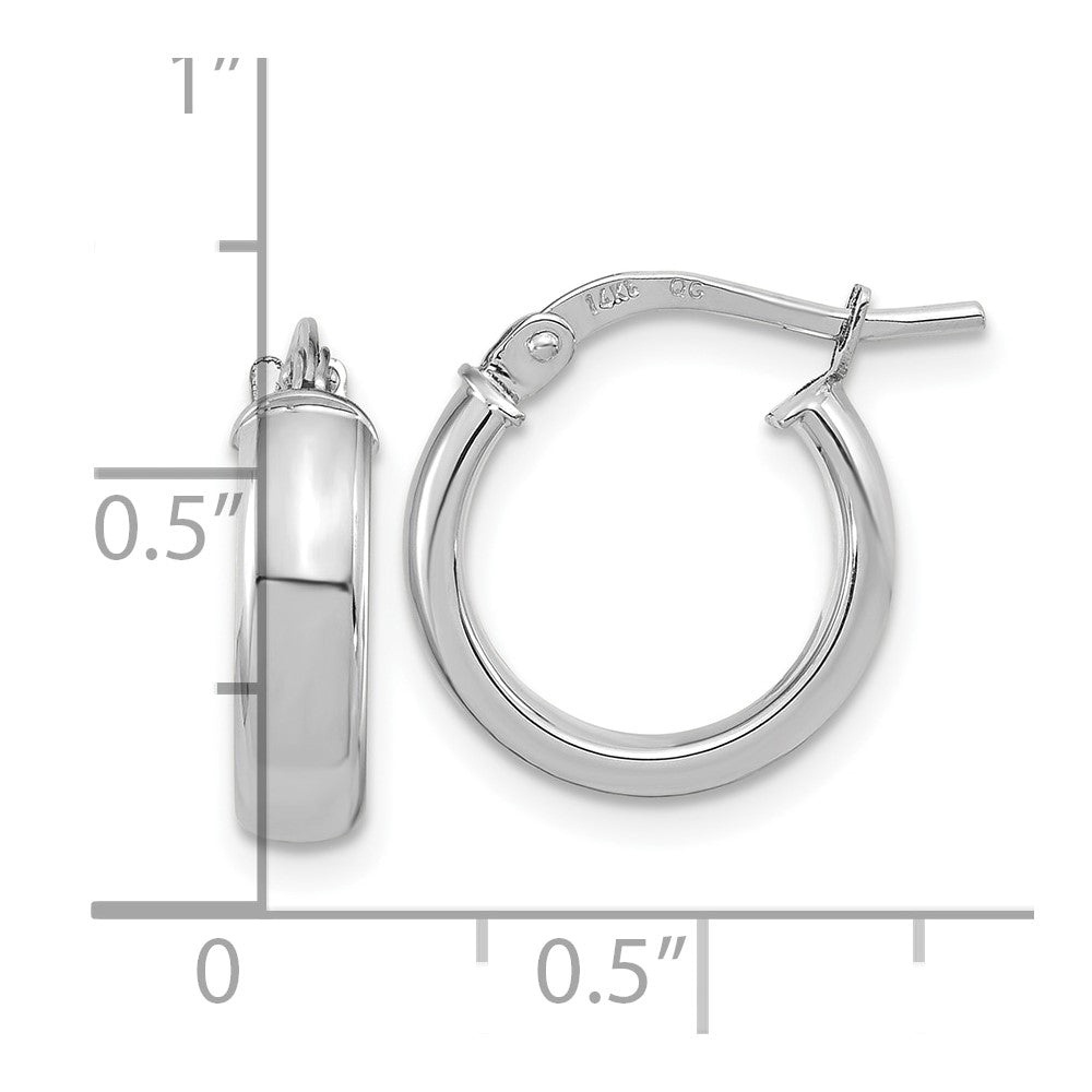 10K White Gold Polished 2.9mm Hoop Earrings
