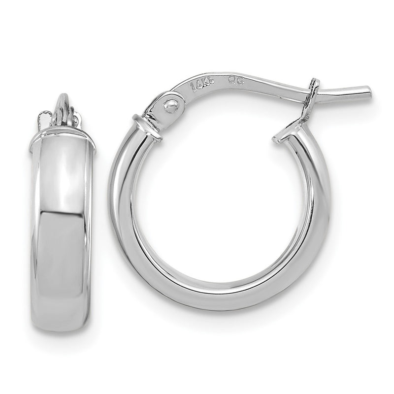 10K White Gold Polished 2.9mm Hoop Earrings