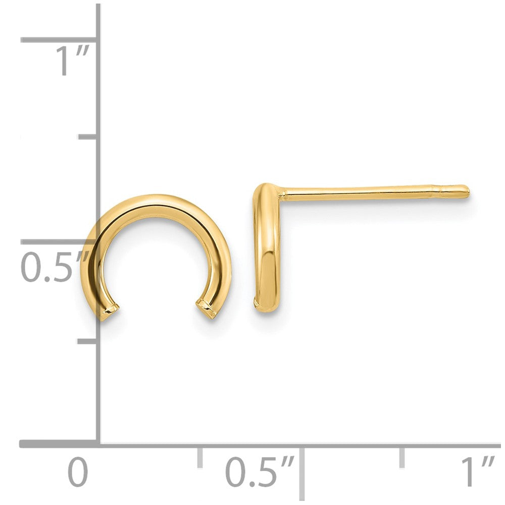 10K Yellow Gold Polished U Shape Tube Post Earrings
