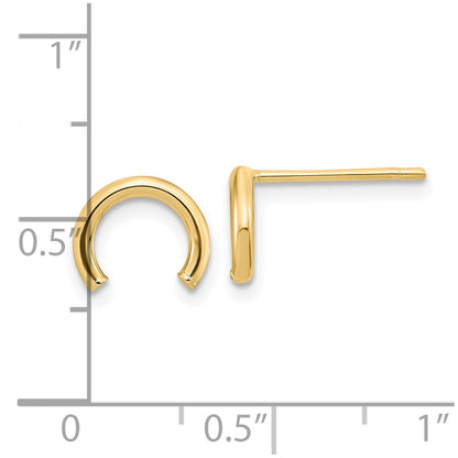 10K Yellow Gold Polished U Shape Tube Post Earrings