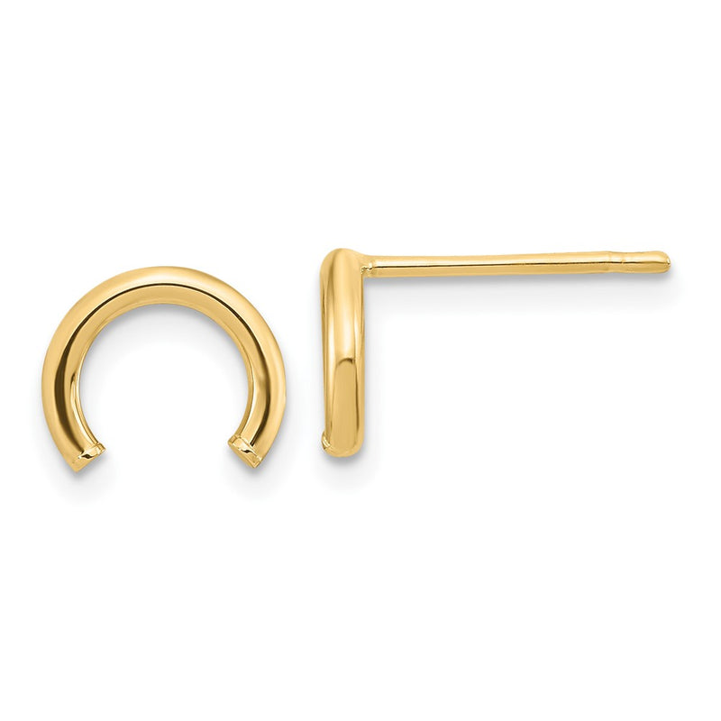 10K Yellow Gold Polished U Shape Tube Post Earrings