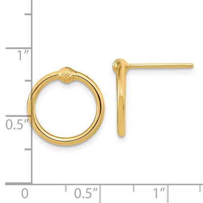 10K Yellow Gold Polished & D/C Circle Post Earrings