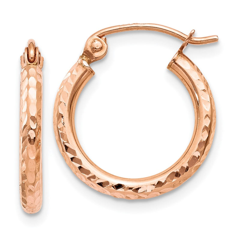 10K Rose Gold 10K Lightweight Diamond-Cut Hoop Earrings