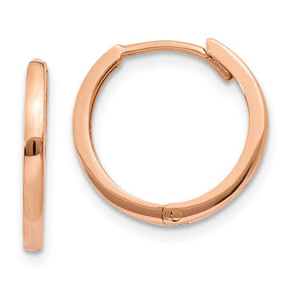 10K Rose Gold Round Hinged Hoop Earrings