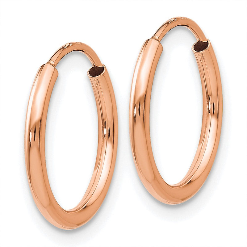 10K Rose Gold Polished Endless Tube Hoop Earrings