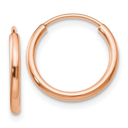10K Rose Gold Polished Endless Tube Hoop Earrings