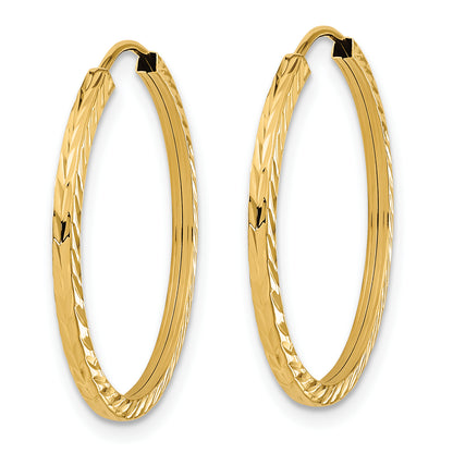 10K Yellow Gold Diamond-Cut Square Tube Endless Hoop Earrings