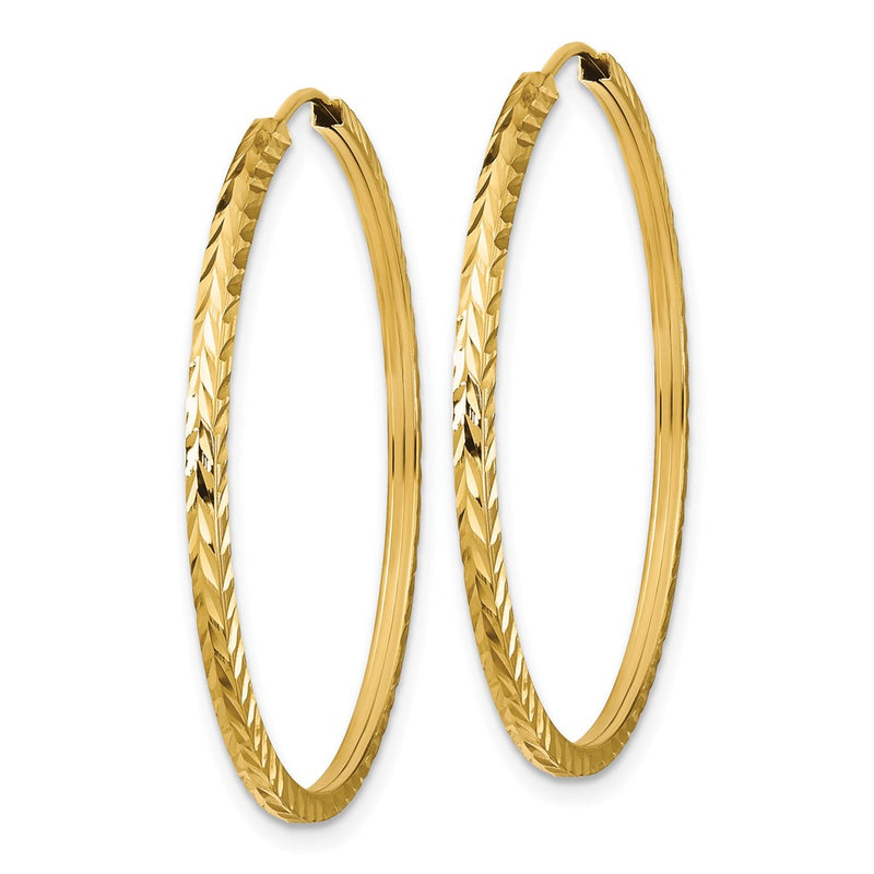 10K Yellow Gold Diamond-Cut Square Tube Endless Hoop Earrings