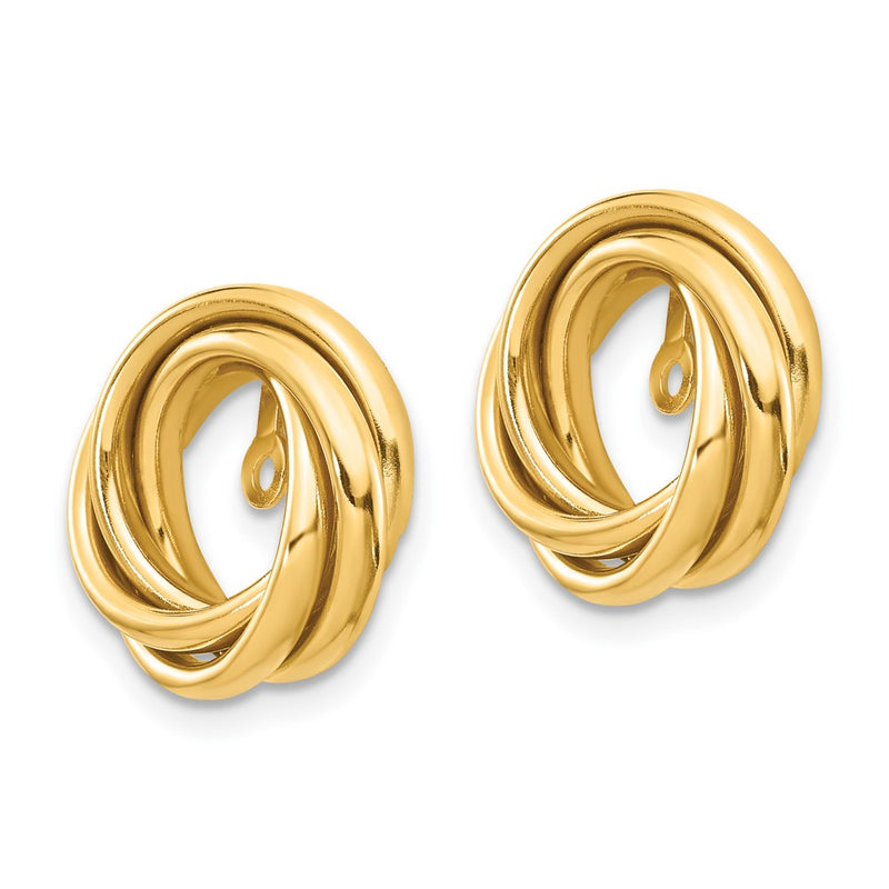10K Yellow Gold Polished Love Knot Earring Jackets