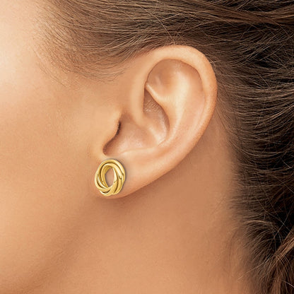 10K Yellow Gold Polished Love Knot Earring Jackets