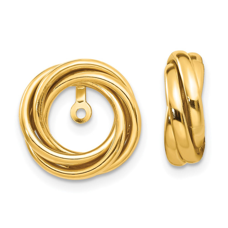 10K Yellow Gold Polished Love Knot Earring Jackets