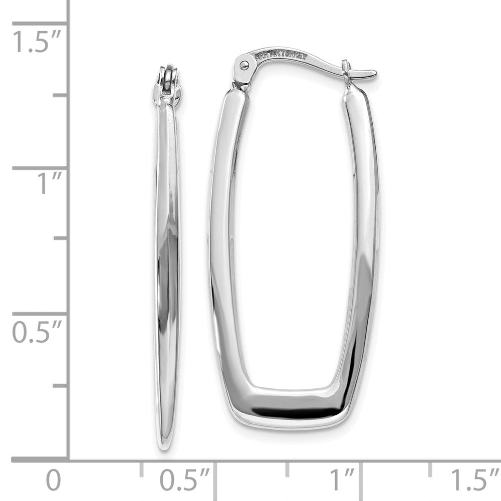 10K White Gold Polished 2.25mm Rectangle Hoop Earrings