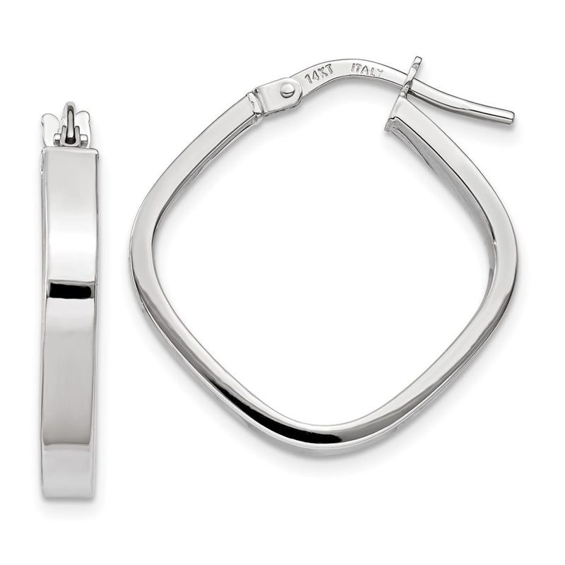 10K White Gold 10K Flat Edge Square Hoop Earrings