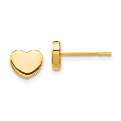 10K Yellow Gold Polished Heart Post Earrings