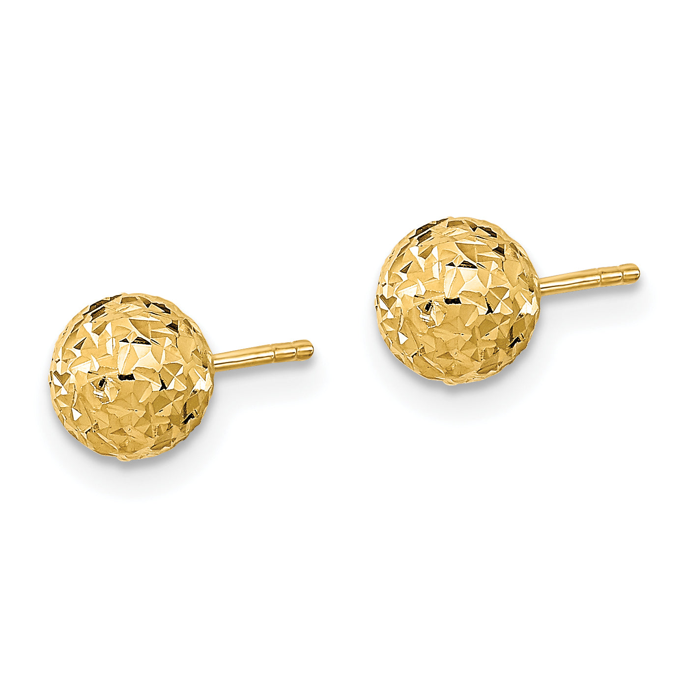 10K Yellow Gold 6mm Diamond-Cut Ball Post Earrings