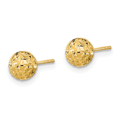 10K Yellow Gold 6mm Diamond-Cut Ball Post Earrings